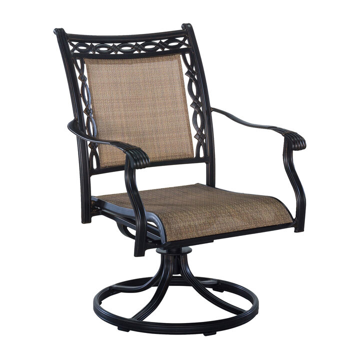 MONDAWE Aluminum Outdoor Patio Swivel Dining Arm Chair (Set of 4), Brown