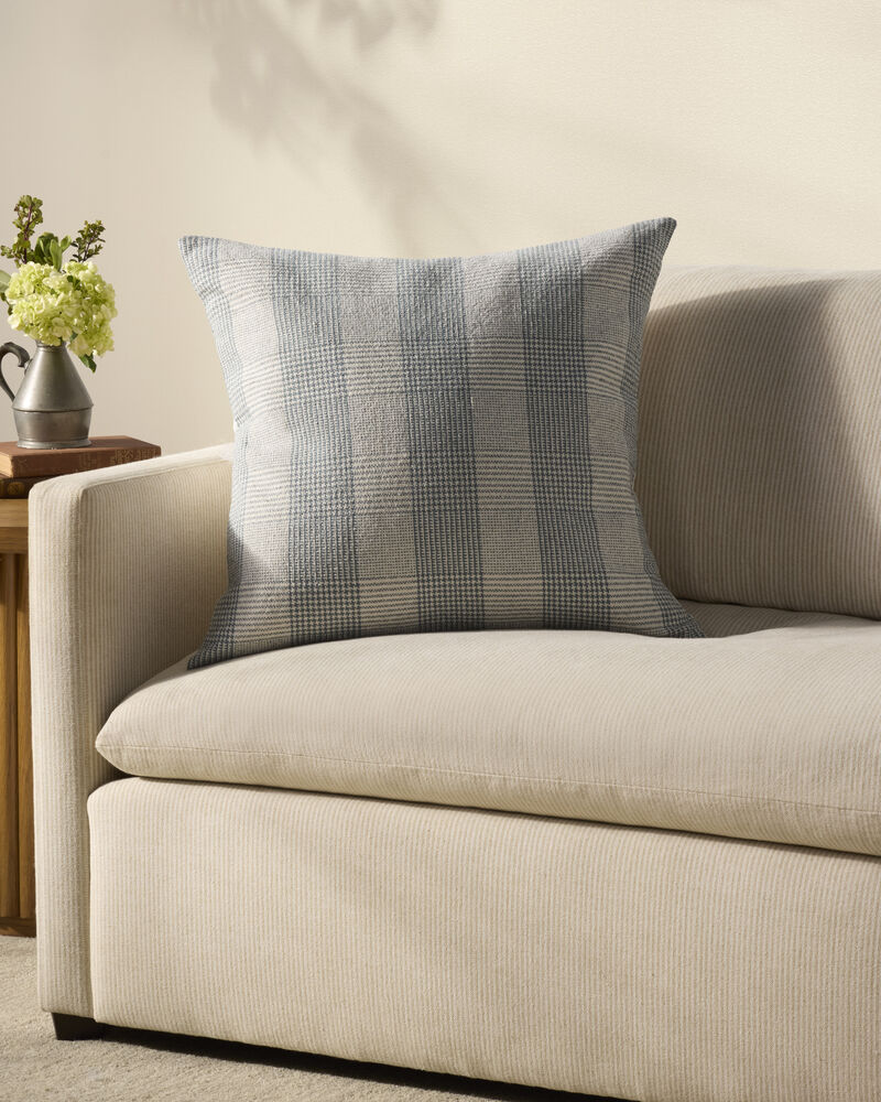 Auggie Blue/White 22''x22'' Cover w/ Down Pillow image number 1