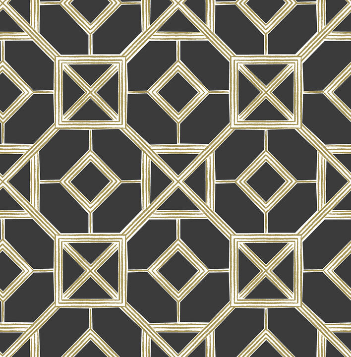 Livia Black Trellis Wallpaper (Set of 2)