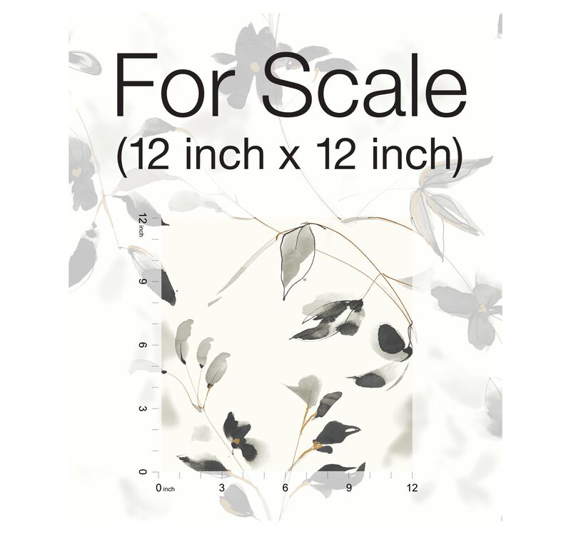 Linden Flower Black Peel & Stick Wallpaper (Double Roll) image number 7