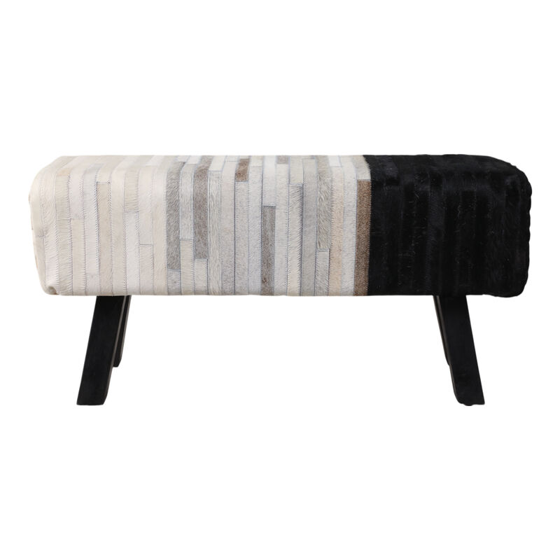 Hair On Hide Strips Patchwork Bench image number 2