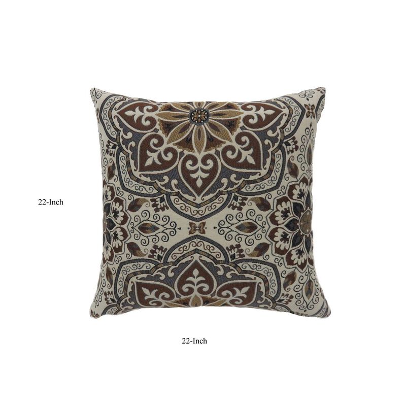 Contemporary Style Medallion Patterned Set of 2 Throw Pillow, Multicolor image number 5