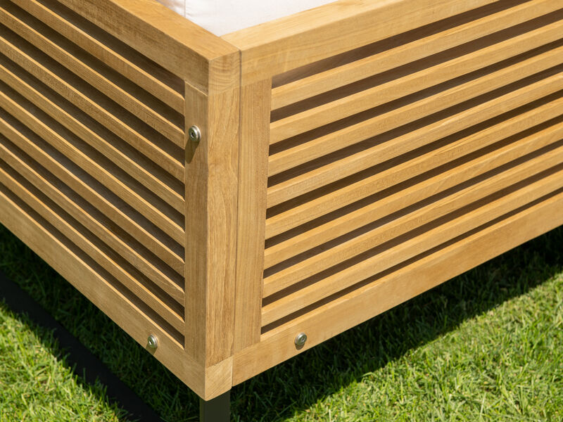 Monterey 5 Seater Sectional with Coffee Table - Aluminum and Teak