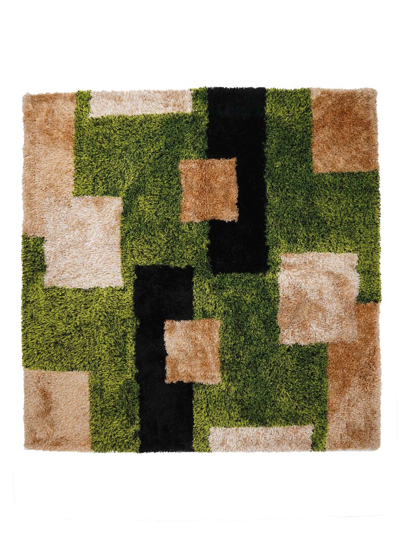RUGSOTIC CARPETS HAND TUFTED SHAG POLYESTER ECO-FRIENDLY AREA RUGS  - Square, Size, Geometric Modern Design, High Pile Thick Handmade Anti Skid Rugs for Living Room K00012 image number 0