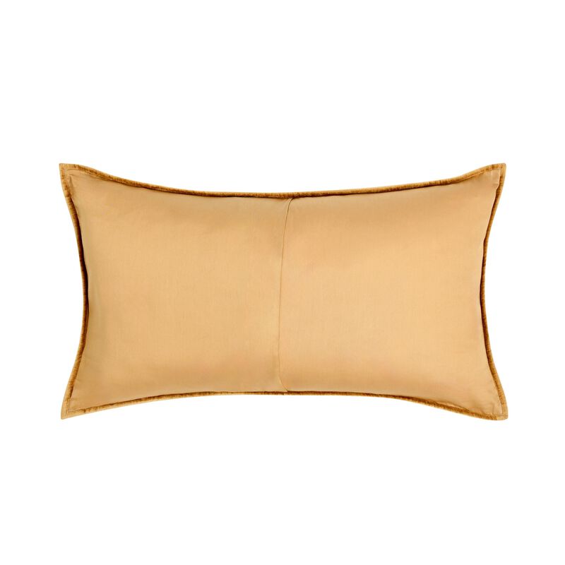 Romie Lumbar King Pillow Sham, Honey Gold Rayon Velvet, Cotton, 20x36 - Benzara