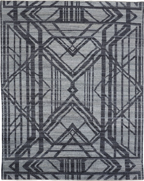 HomeRoots Wool Geometric Hand Knotted Area Rug