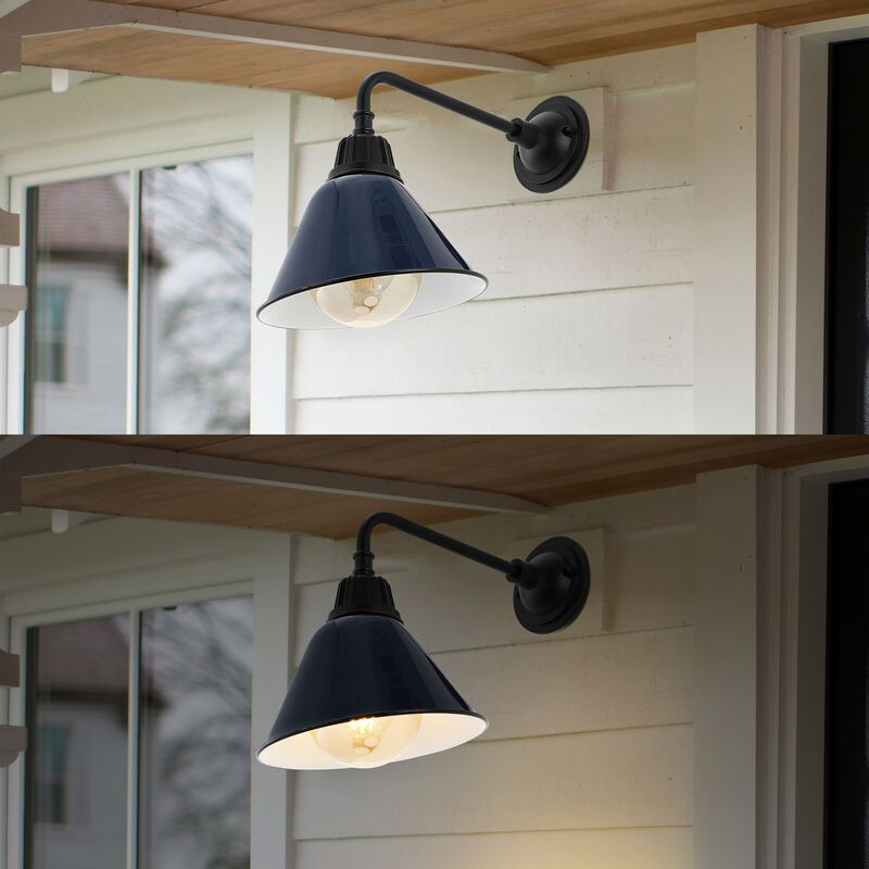Croydon Farmhouse Industrial Indoor/Outdoor Iron LED Gooseneck Arm Outdoor Sconce