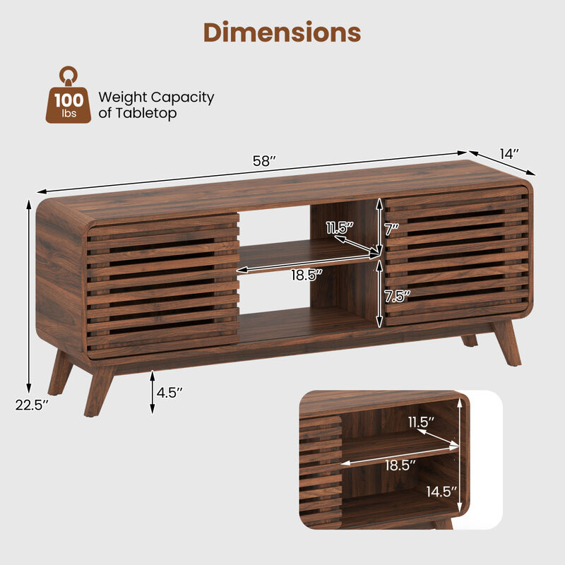 Modern Entertainment Center with Grille Style Sliding Doors for Living Room image number 2
