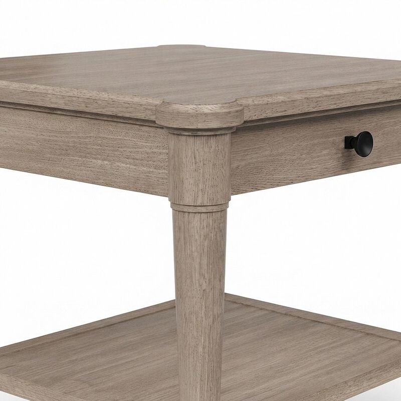 Rubberwood and Mindi Veneer End Table, Transitional Side Stand, Sand image number 5