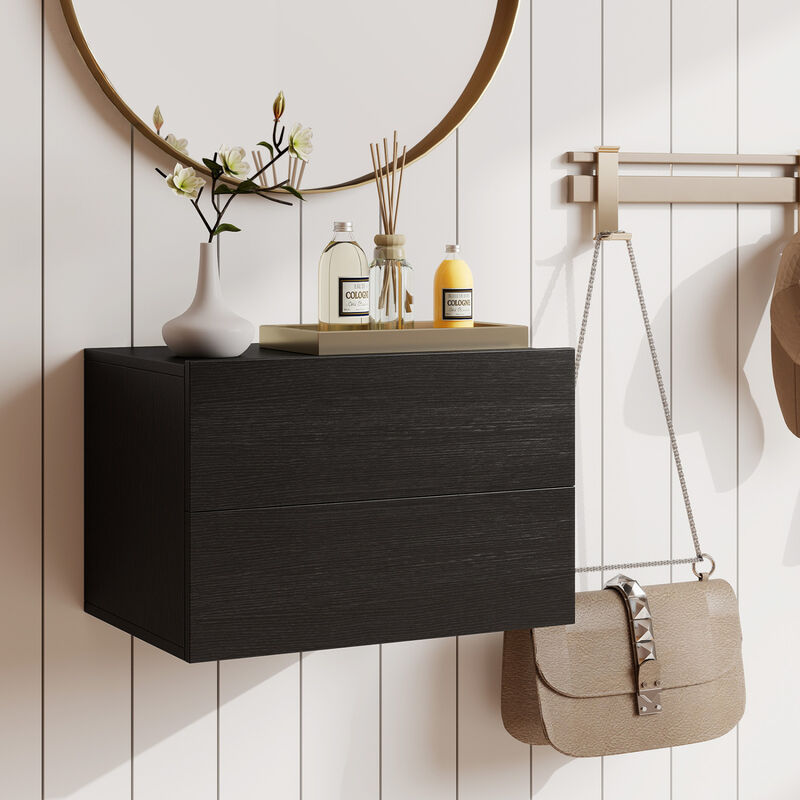 Wall-Mounted Floating Nightstand with 2 Storage Drawers for Bedroom image number 6