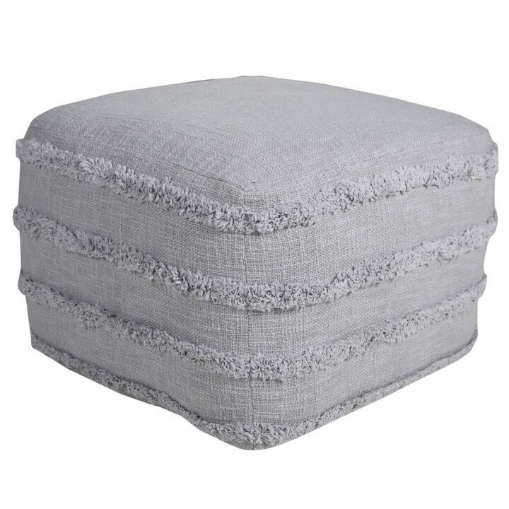 Decorative Cotton Pouf Ottoman – Striped Round Footrest for Lounge