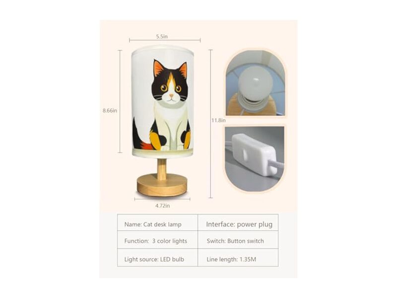 LED 3 Color Wood Fabric Night Light For Living Room Bedroom Nightstand image number 1