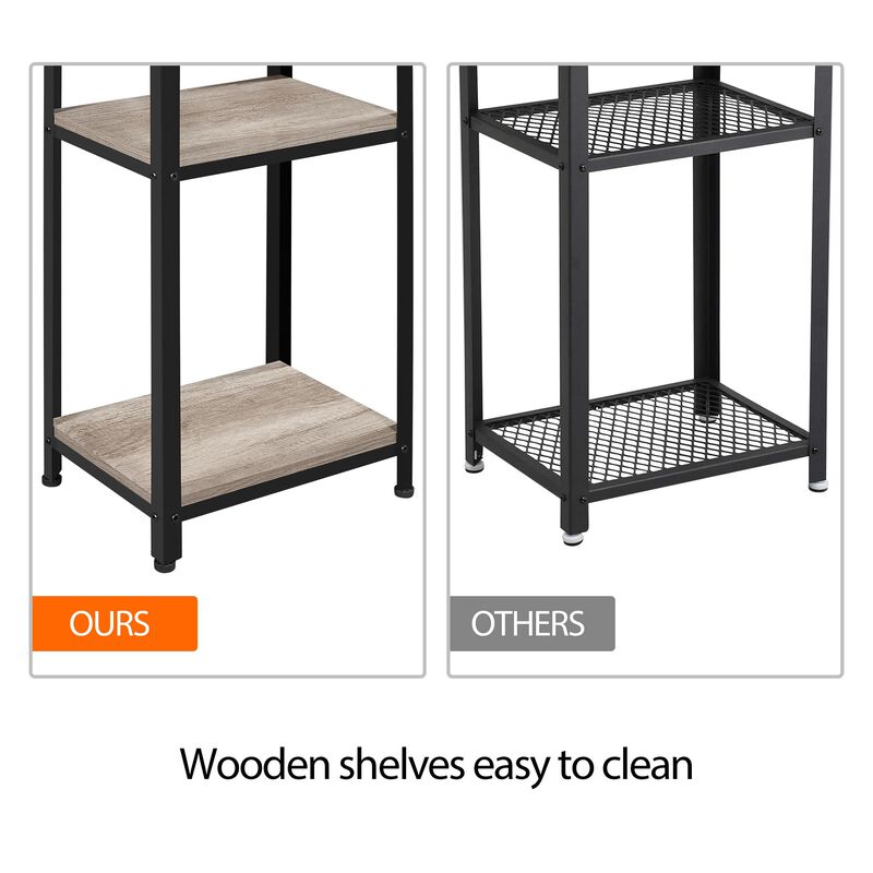 Yaheetech 30 in Tall End Table, 3-Tier Telephone Table with Strong Wooden Shelves, Small Side Table with Metal Frame for Living