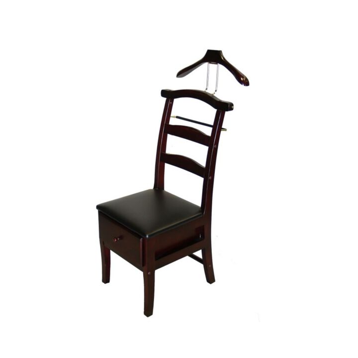 Proman Products Manchester Chair Valet with Drawer in Dark Mahogany