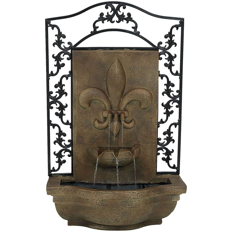Sunnydaze French Lily Outdoor Solar Wall Fountain with Battery - Florentine