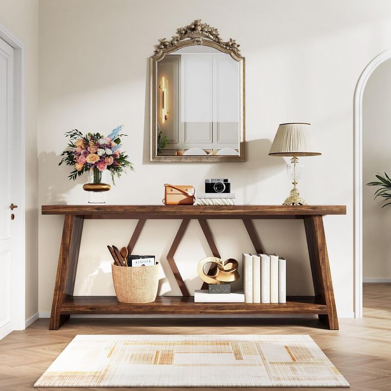 Tribesigns Farmhouse Wood Console Table image number 2