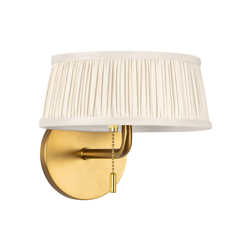 Scout 7-in Damp-Rated Wall/Vanity Light with Patterned Pleated Linen Shade image number 2