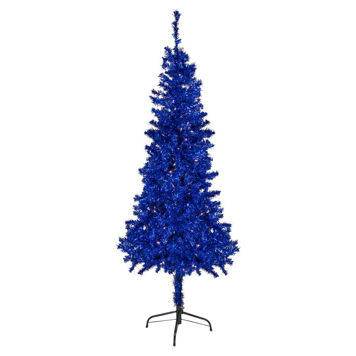 6' Pre-Lit Blue Artificial Tinsel Christmas Tree  Clear Lights