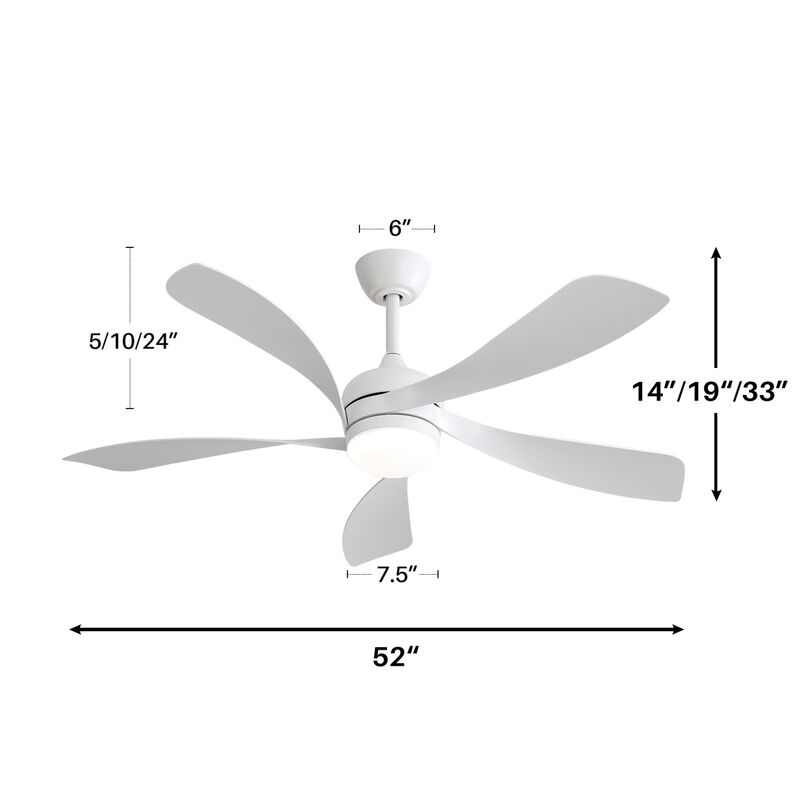 ELEMENT ACE 52 Inch Modern LED Ceiling Fan with Dimmable Lighting and Remote Control for Indoor Climate Comfort image number 2