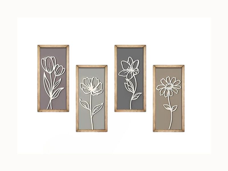 4-Piece Boho Botanical Wall Art &ndash; Green & Neutral Floral Prints for Living Room, Bedroom & Farmhouse D&eacute;cor, 12&times;16"