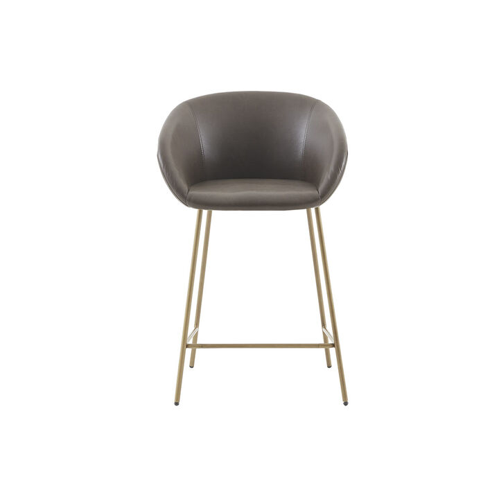 Gracie Mills Claudette Polyurethane Leather Counter Stool with Gold metal base