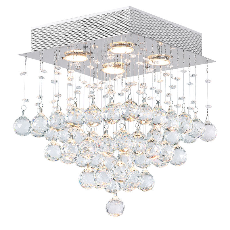 Square 4 Light Flush Mount With Chrome Finish