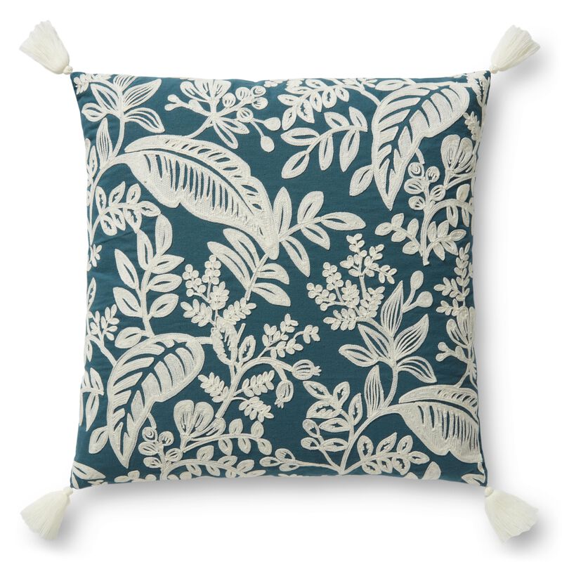 PRP0002 Blue 22"x22" Polyester Pillow by Rifle Paper Co. &times; Loloi