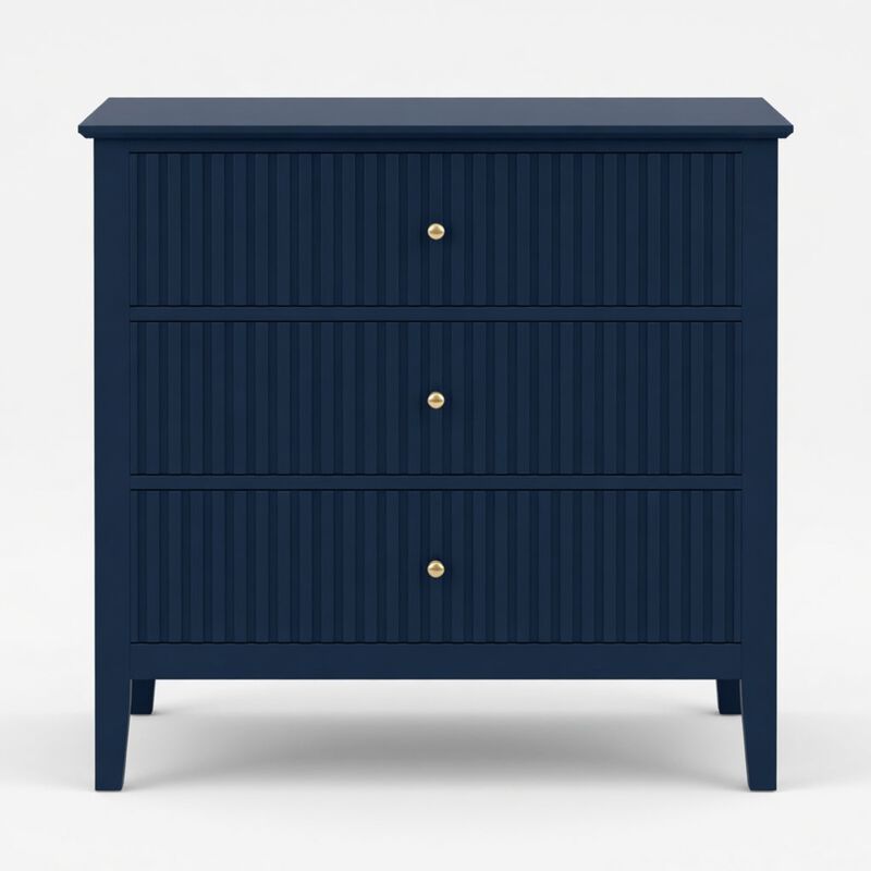 32" Assembled Wide Fluted Nightstand 3-Drawer image number 0