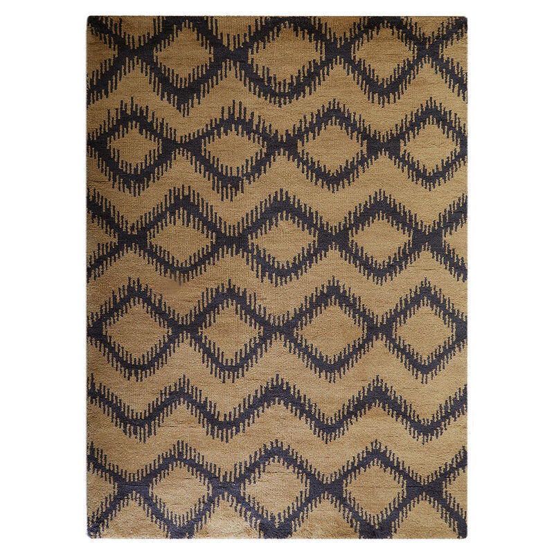 HAND KNOTTED WOOL Geometric AREA RUGS  - Rectangle Shape, Geometric Modern, Medium Pile Handmade Area Rugs for Living Room, Bed Room (N00165) image number 0