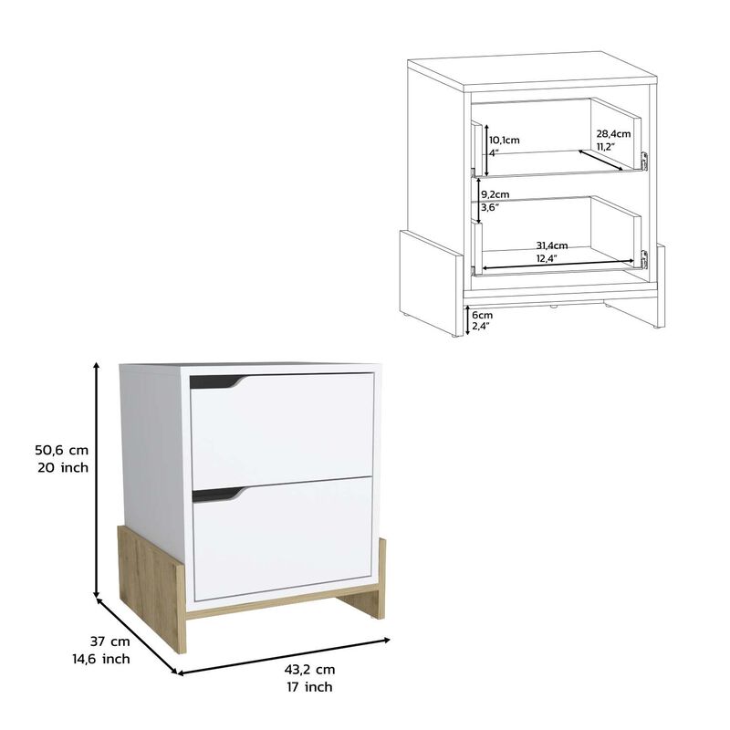 Streamdale Haines Nightstand With 2-Drawers, End Table With Sturdy Base image number 3