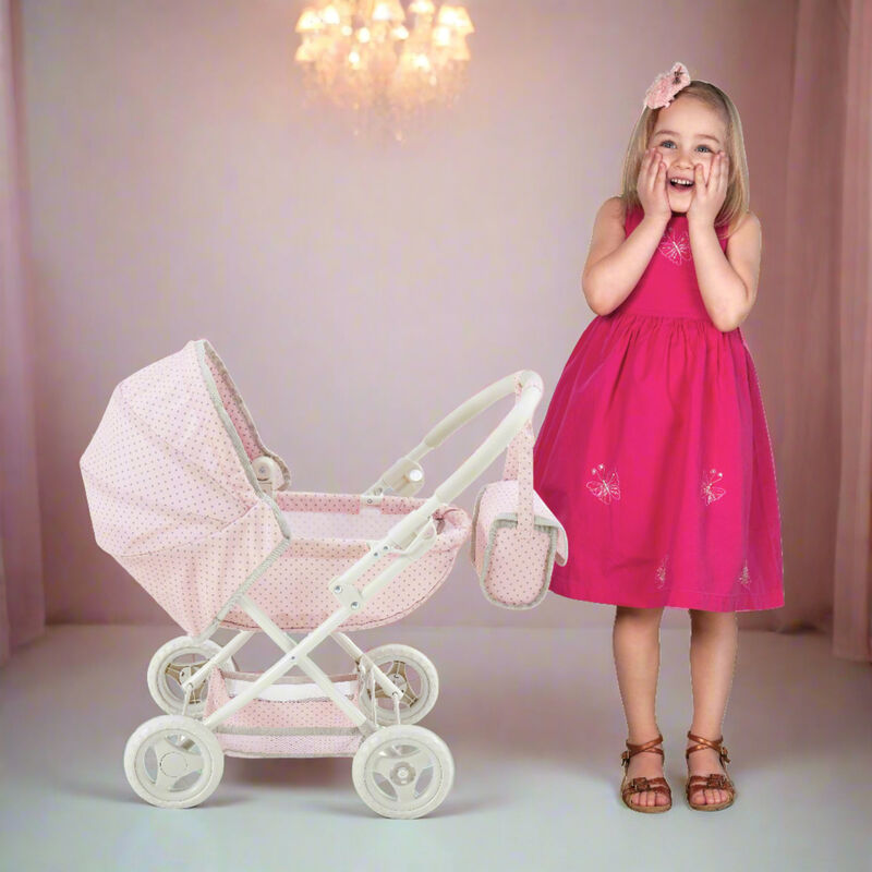 Olivia's Little World Polka Dot Princess Baby Doll Pram Stroller, Pink image number 7