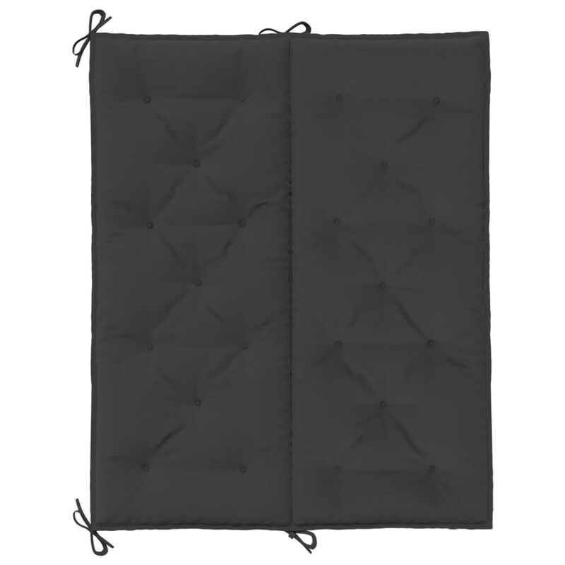 Claire Outdoor Cushion for Bench, 47 Inch, Black Tufted Oxford Fabric - Benzara