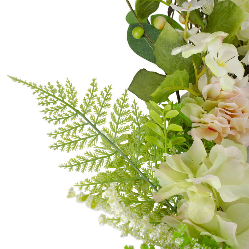 Hydrangea and Fern Spring Floral Berry Wreath  Green and Pink 28" image number 3