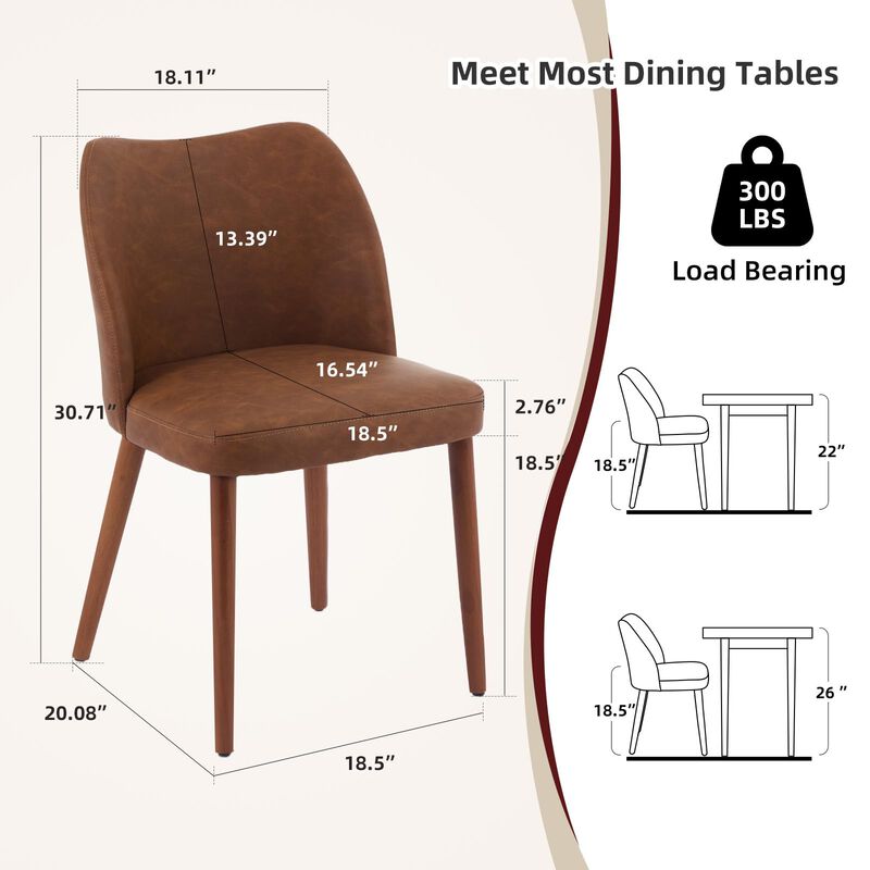 2 Pack Modern Wingback Dining Chairs, Linen Fabric Thick Cushion High Back Chairs with Rubberwood Legs for Home Dining Use image number 4