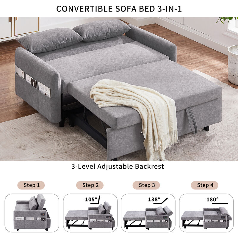 Merax Sleep Sofa Bed Loveseats Sofa Couch with Adjsutable Backrest