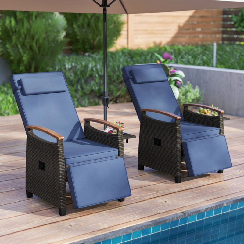 Outdoor Wicker Reclining Chair with Adjustable Backrest and Footrest image number 4