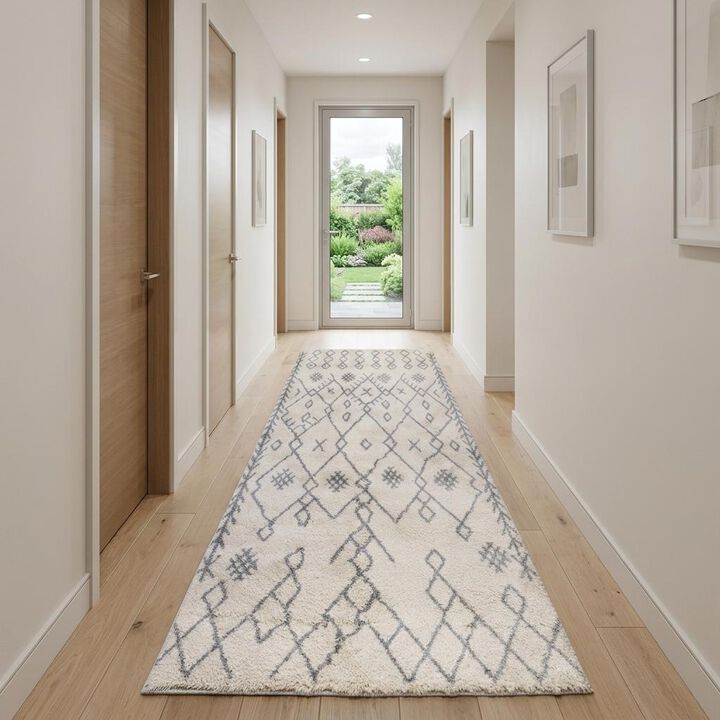 HomeRoots Geometric Shag Runner Rug