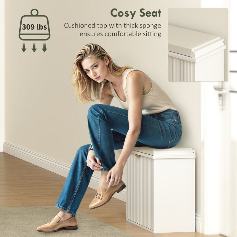 Hivvago Padded Shoe Bench with Storage Compartment image number 6