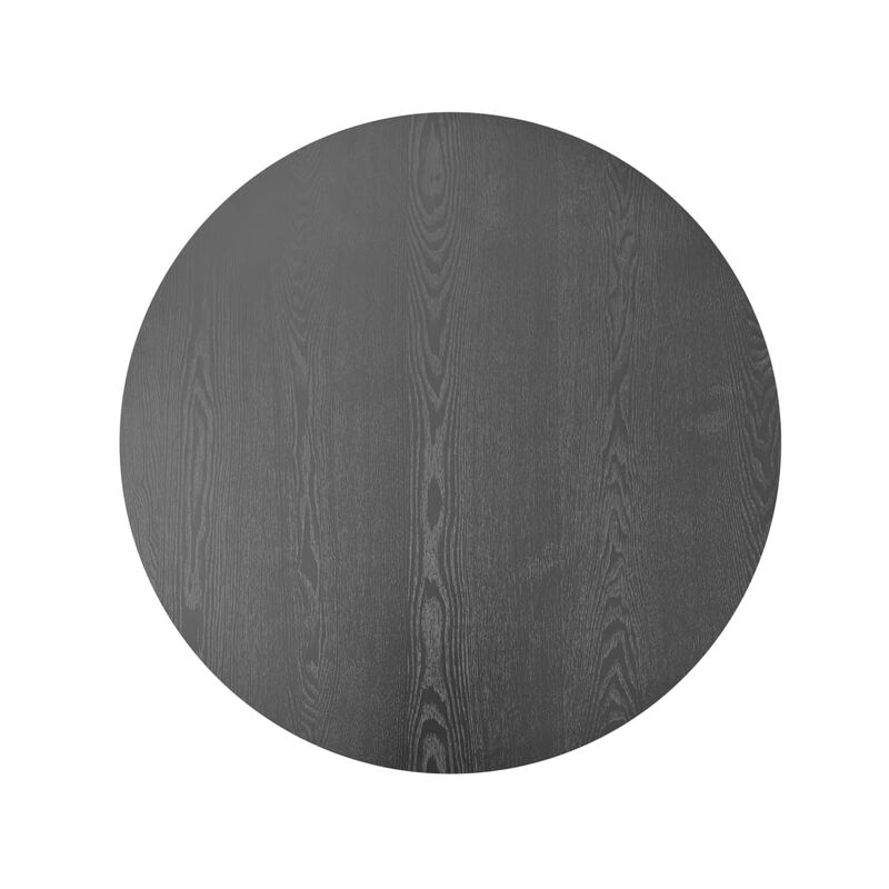 Round coffee table with storage Solid wood veneer and MDF coffee table with fluted base Modern accent coffee table for living room image number 6