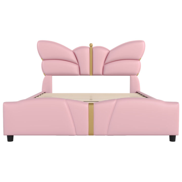 Merax Butterfly-Shaped PU Leather Platform Bed