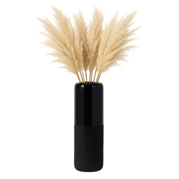 Cer, 18"h Grooved Vase, Black