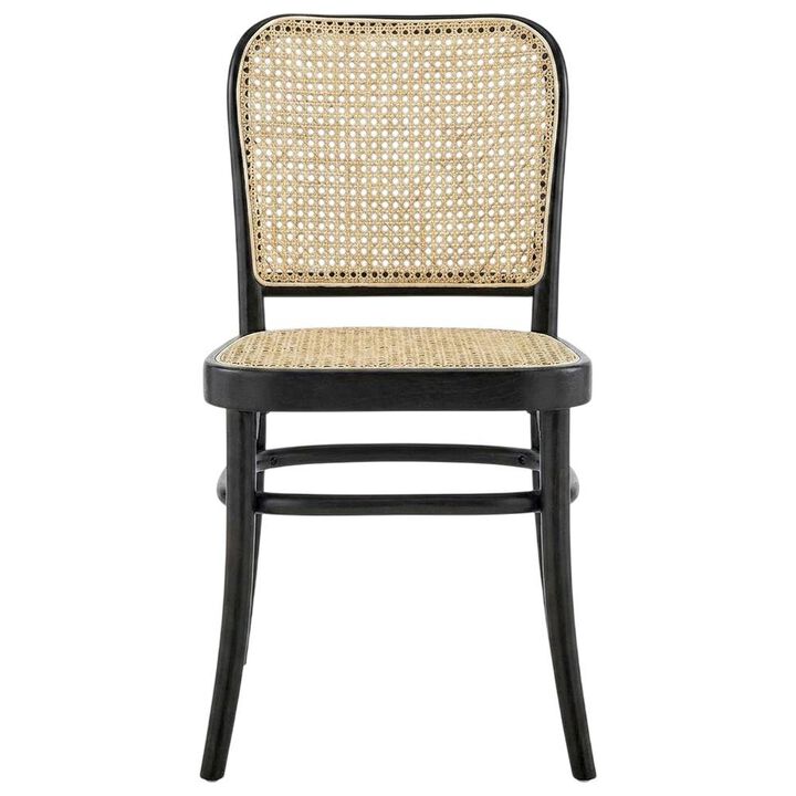 Wood Modern Dining Side Chairs for Kitchen and Dining Room, Black, Set of 2