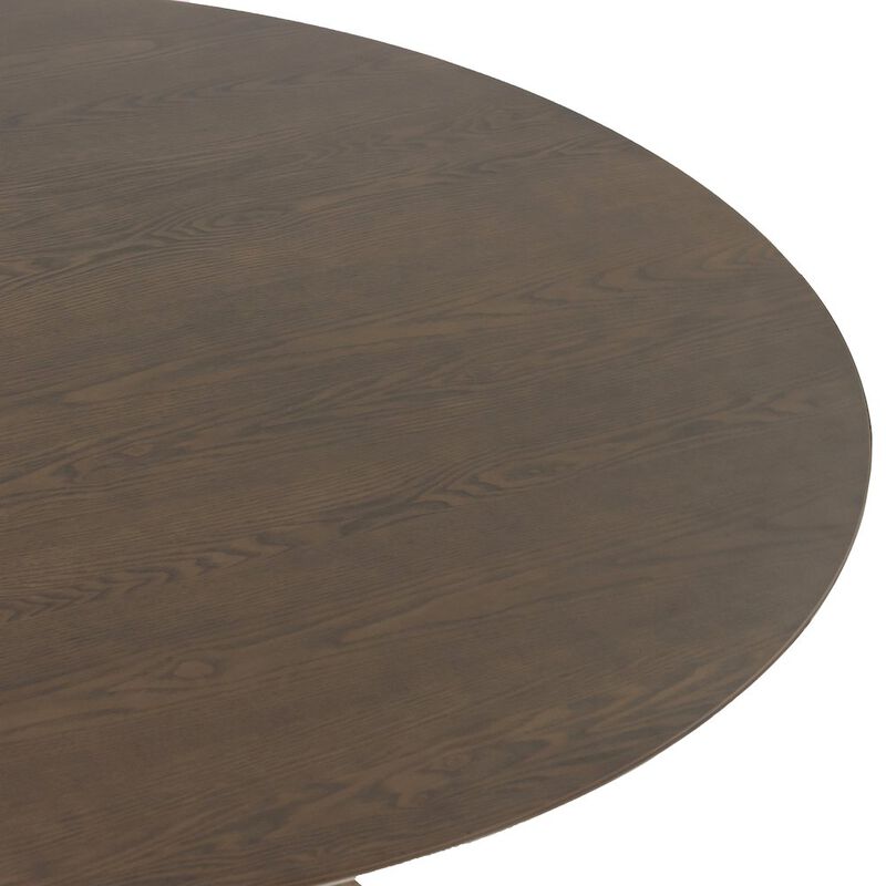 Glamour Home Blair Walnut Finish Round Wood Dining Table with Tripod Style Base