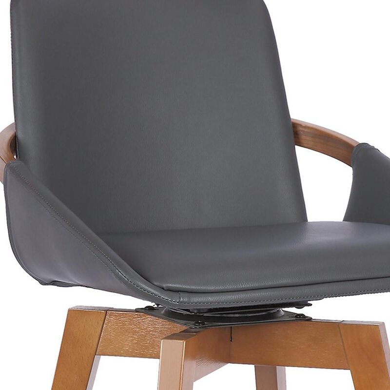 Hivvago 27 Inch Gray And Brown Iron Swivel Counter Height Bar Chair