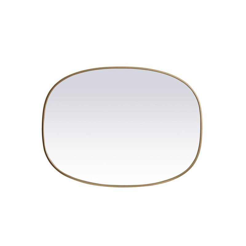 Elegant Decor Metal Frame Oval Mirror 30x40 Inch in Brass image number 4