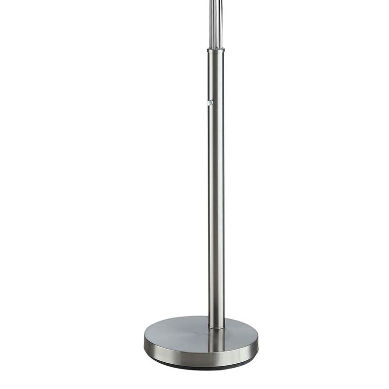 5 Arm Arched Floor Lamp, 84 Inch Chrome Metal Sleek Stem, Round Base - Benzara