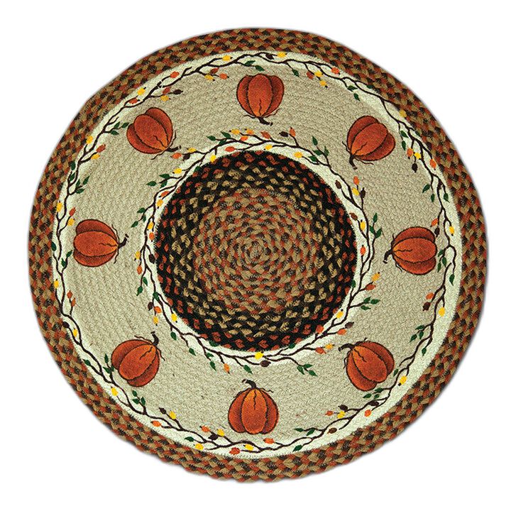Earth Rugs Rp-222 Harvest Pumpkin Round Patch 27 X 27
