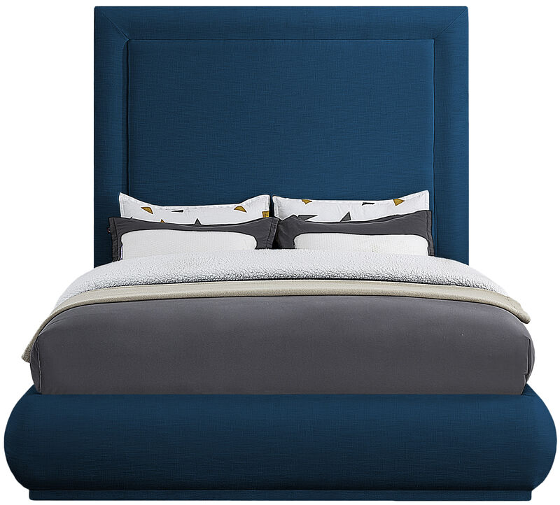 Meridian Furniture Brooke Navy Linen Textured Fabric King Bed image number 2