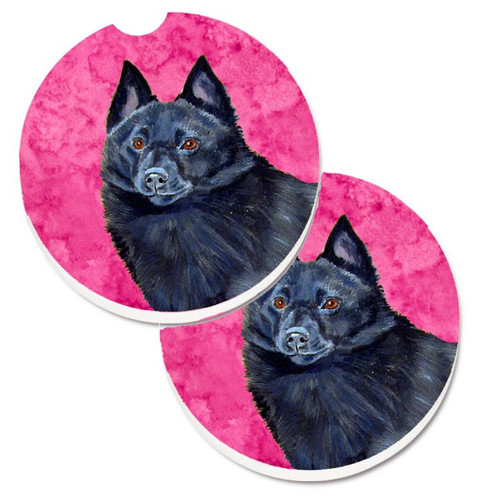Caroline's Treasures Pink Schipperke Set of 2 Cup Holder Car Coasters LH9384PKCARC, 2.56, Multicolor