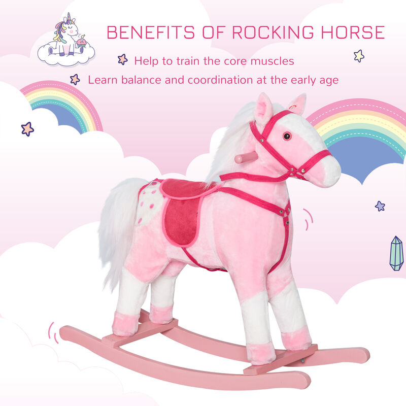 BreeBe Kids Plush Rocking Horse with Realistic Sounds image number 5